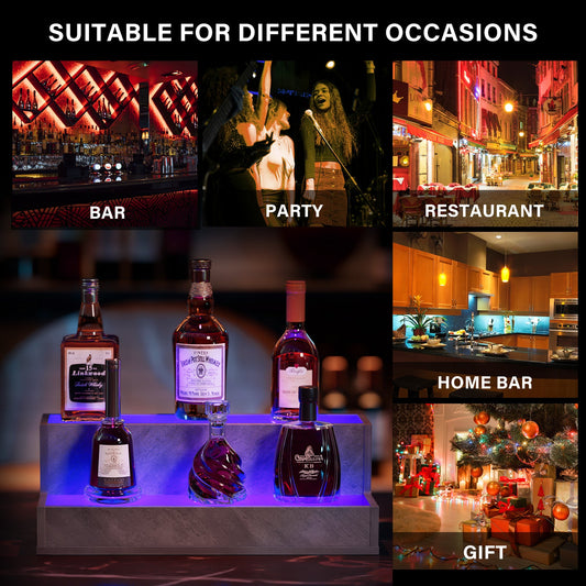 LED Lighted Liquor Bottle Display Shelf, 20 Inch
