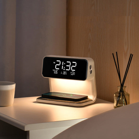 Bedside Lamp Wireless Charging LCD Screen Alarm Clock