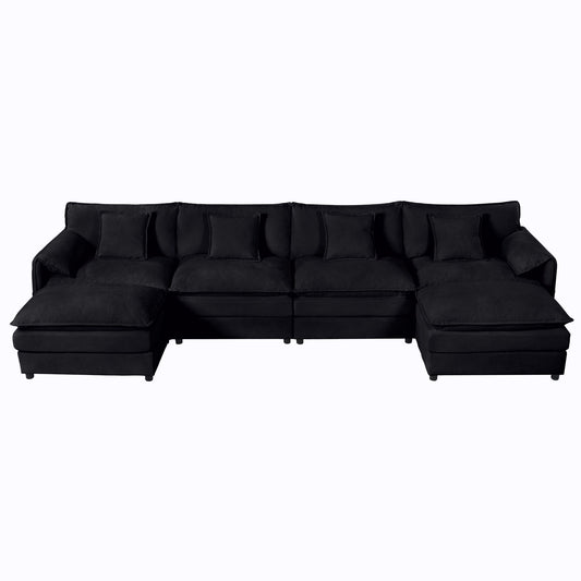 Deep Seat Modular Sectional Sofa Cloud Couch With Ottoman