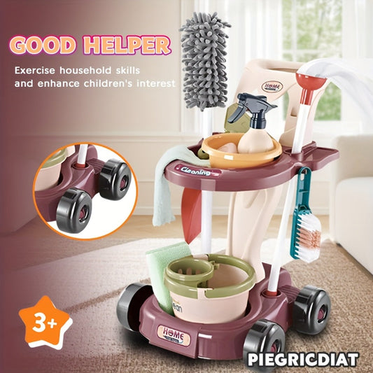 Kids Pretend Cleaning Toy Set – Broom, Mop, Dustpan