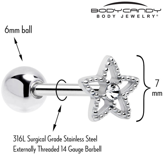 Clear Gem Star Tongue Ring