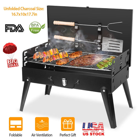 Portable Charcoal Grill Foldable BBQ Suitcase Grill