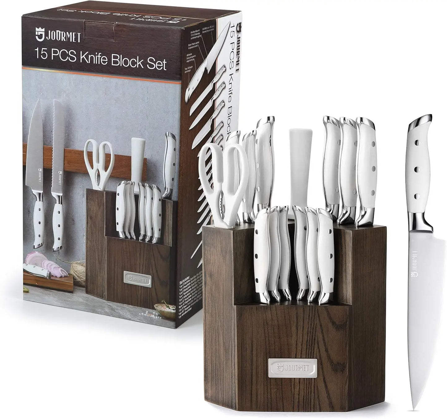 15-PC Stainless Steel Knife Block Set