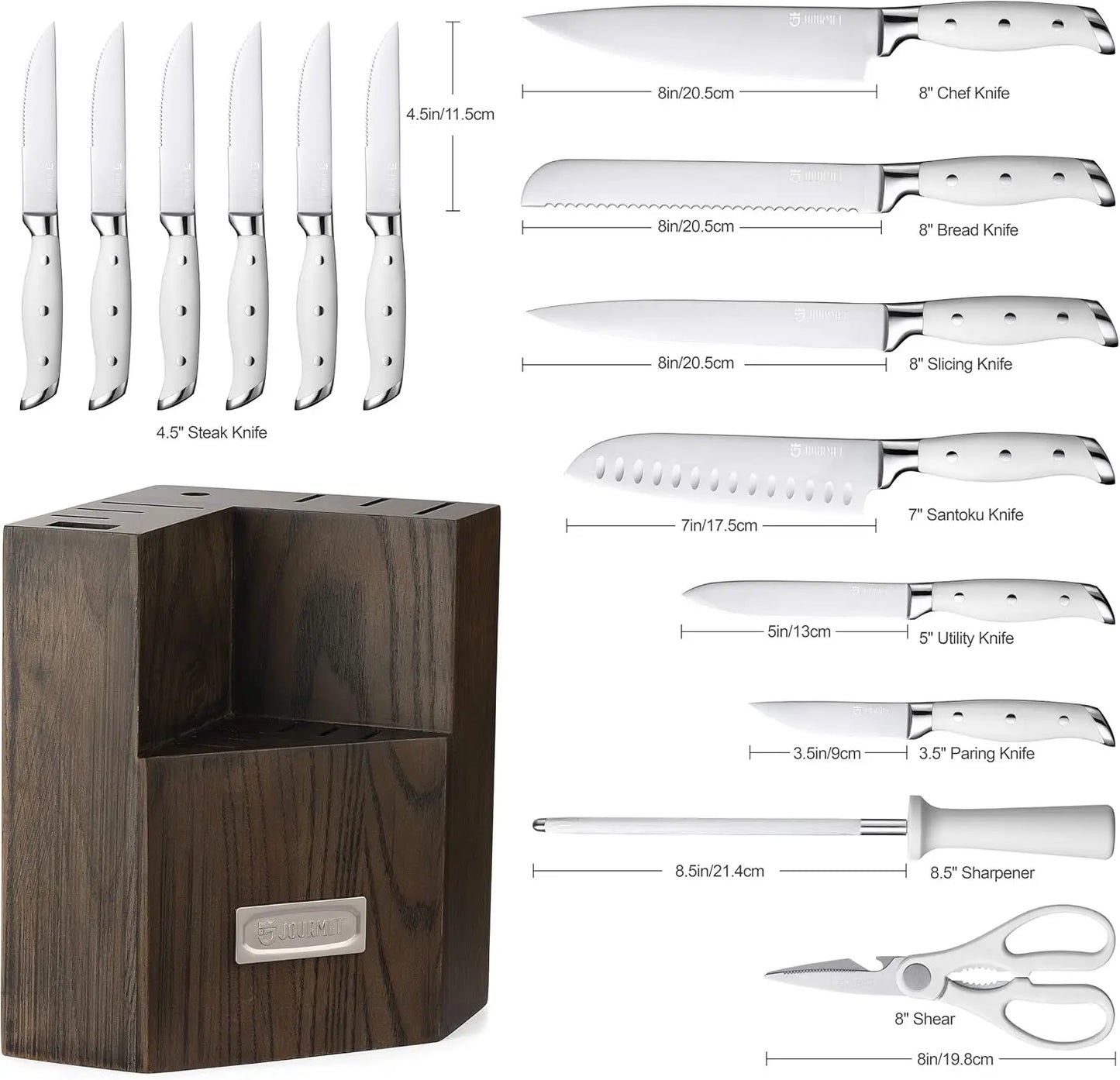 15-PC Stainless Steel Knife Block Set