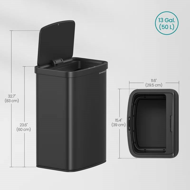 Black 13-Gallon Kitchen Trash Can