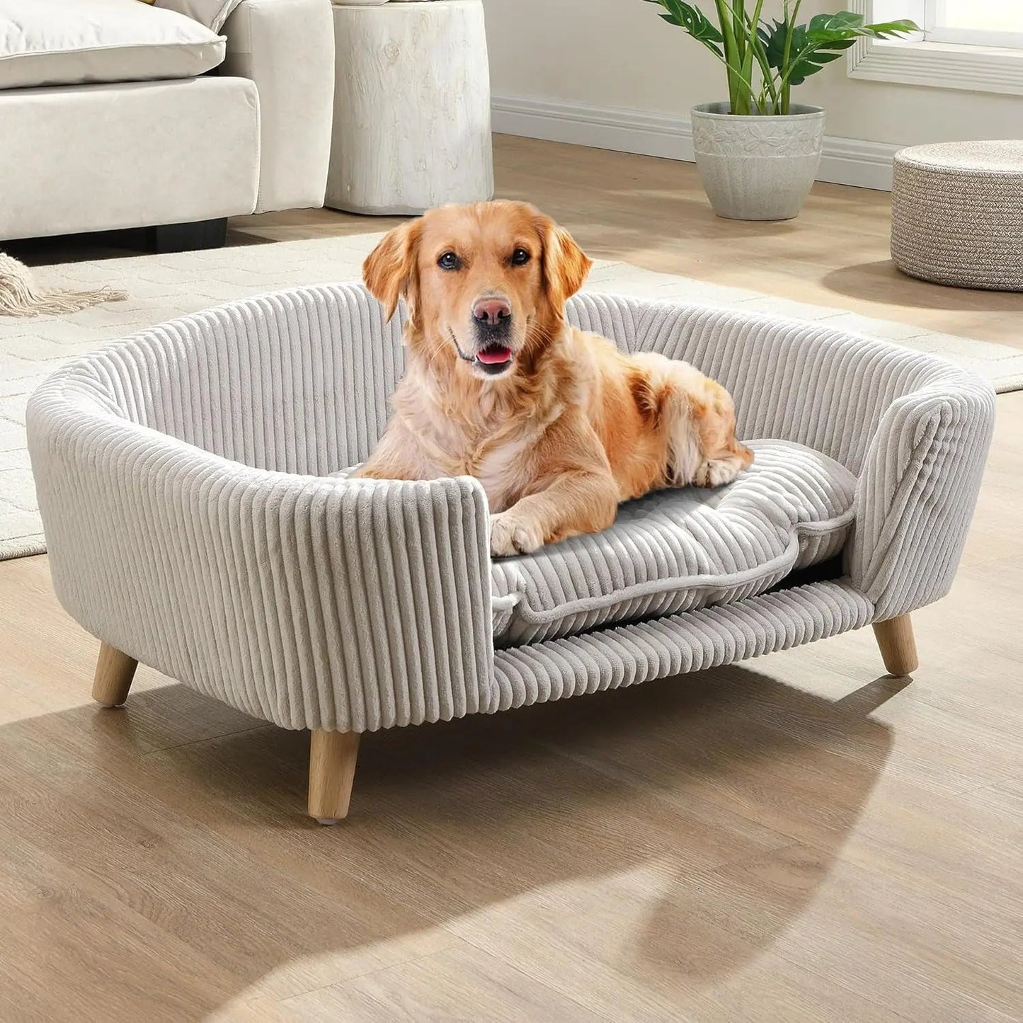 Elevated Dog Sofa Bed Corduroy Pet Couch 30 Inch