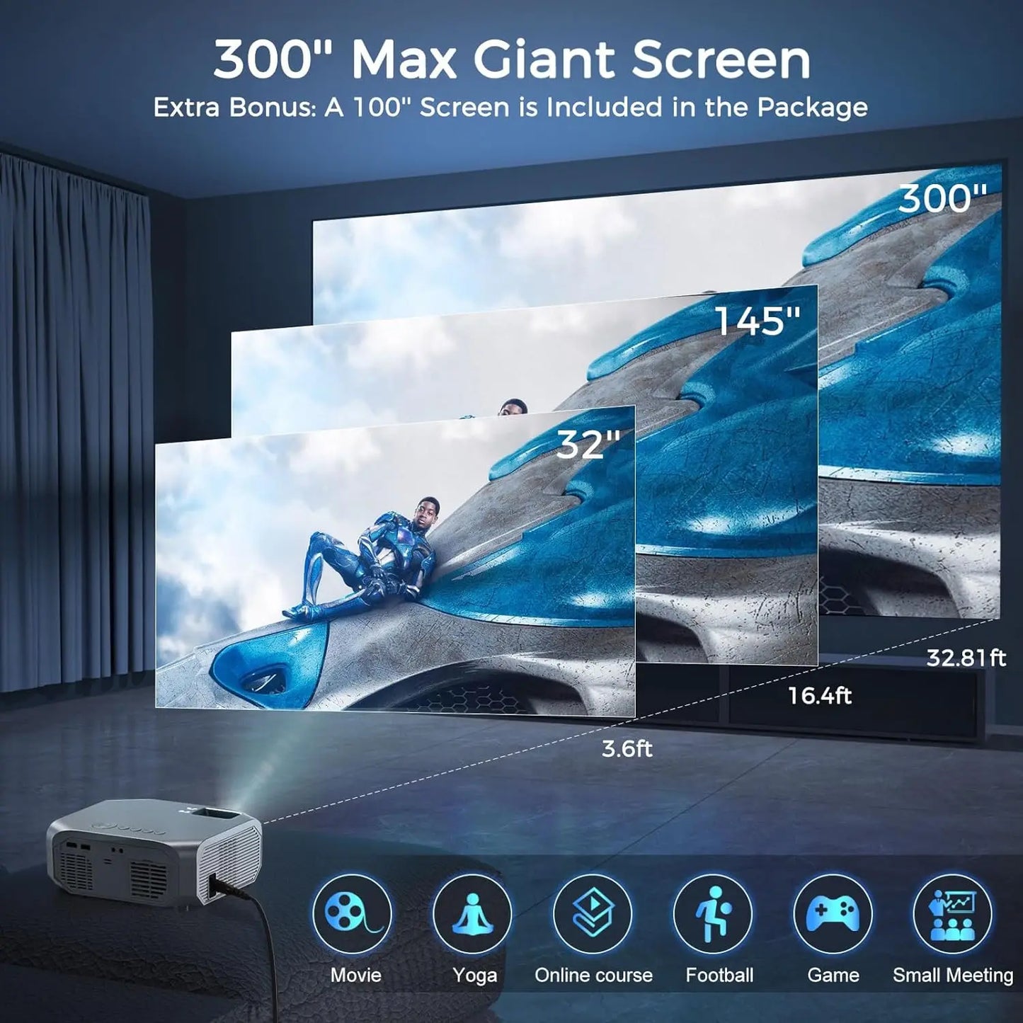 Projector 5G WiFi/Bluetooth portable outdoor