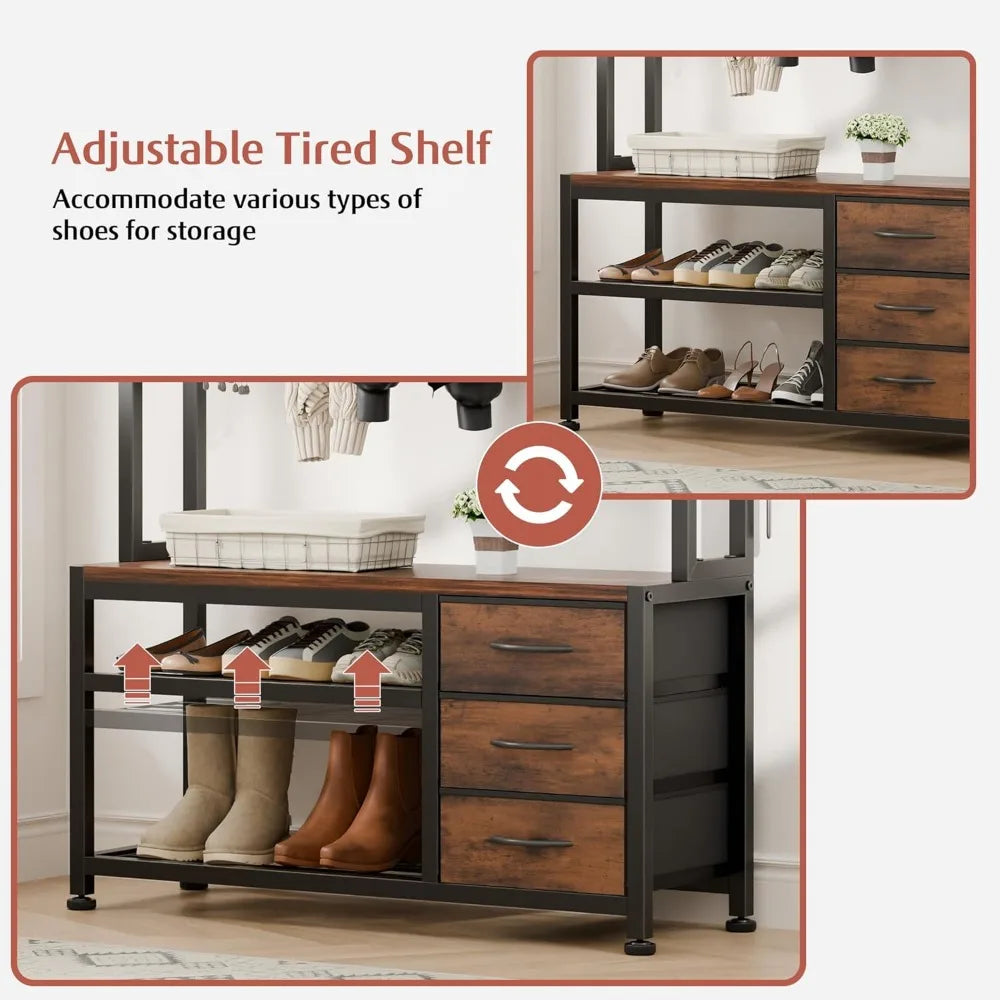 Hall Tree with Bench and Shoe Storage