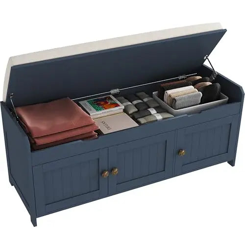 Shoe Bench with Lift Top Storage w/ Cushioned Seat