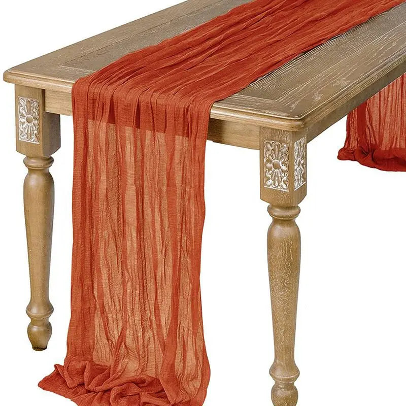 Semi-Sheer Sage Gauze Cheesecloth Table Runner