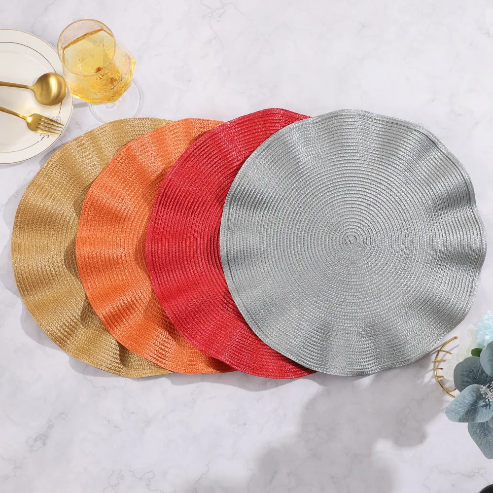 Set of 6 Round Placemats with Weave Design