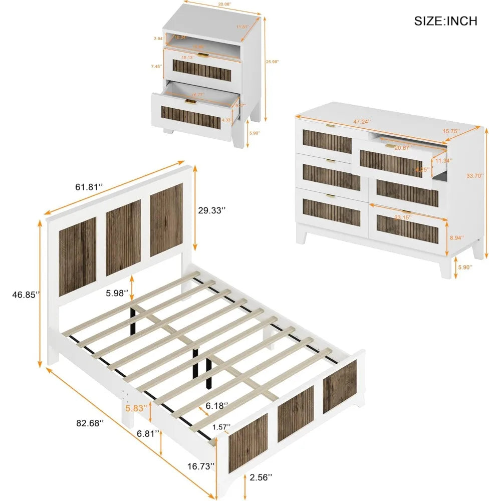 4-Pc Queen Size Farmhouse Bedroom Set