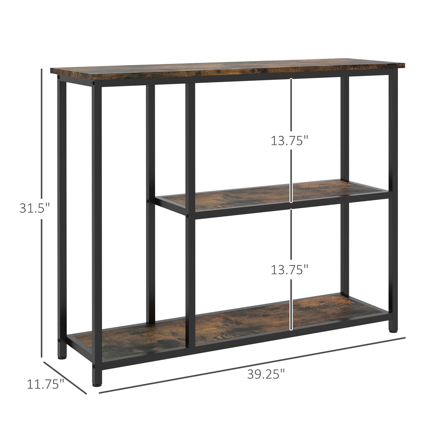 39" Console Sofa Table with 2 Storage Shelves
