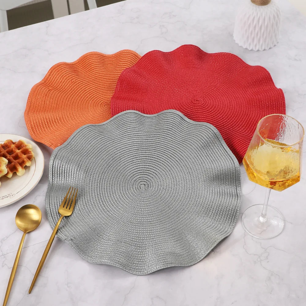 Set of 6 Round Placemats with Weave Design