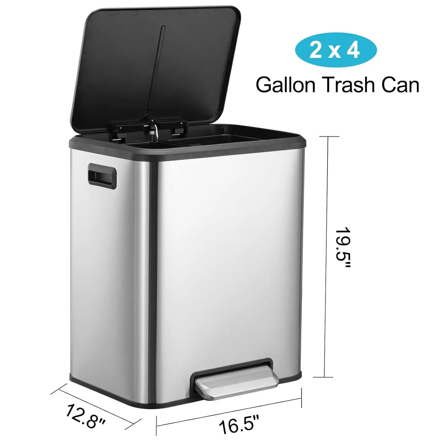 Dual Trash Can Stainless Steel