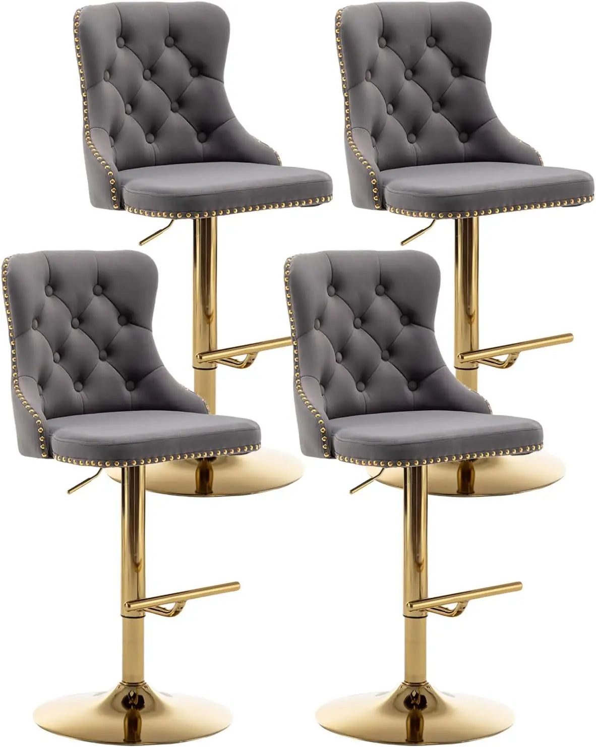 Set of 4 Velvet Bar Stools