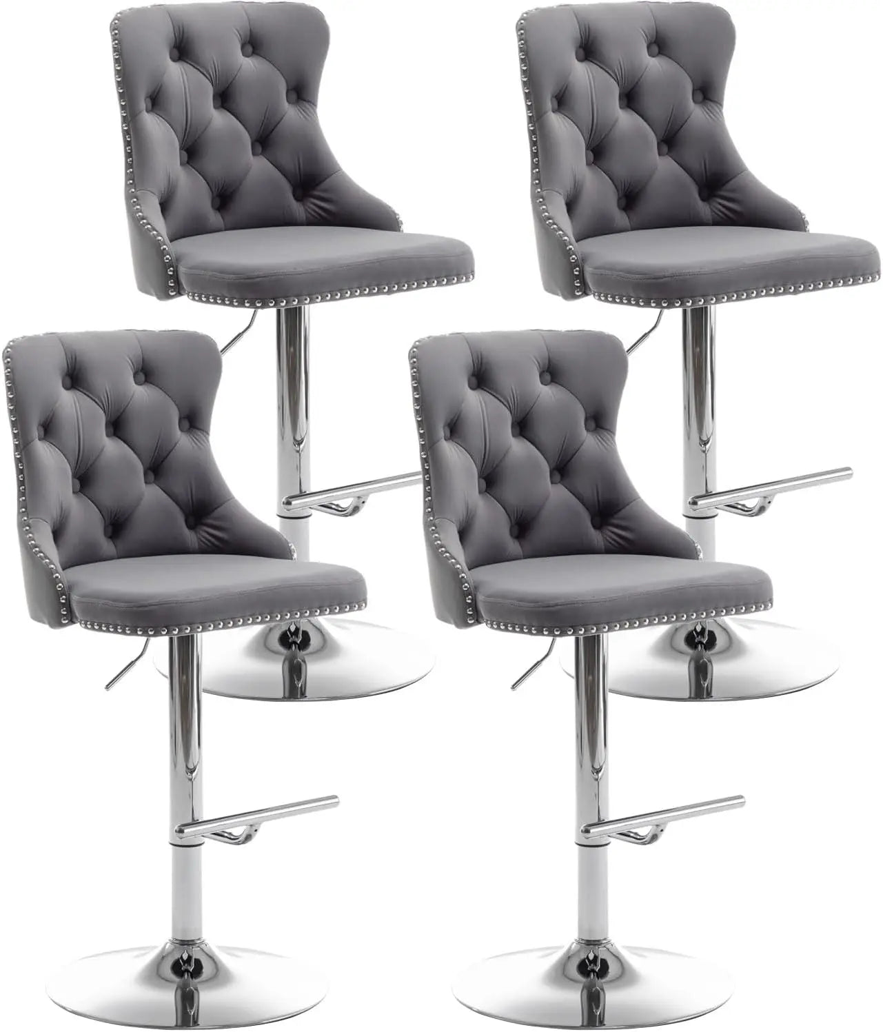 Set of 4 Velvet Bar Stools