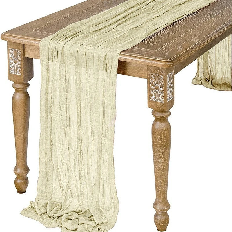 Semi-Sheer Sage Gauze Cheesecloth Table Runner