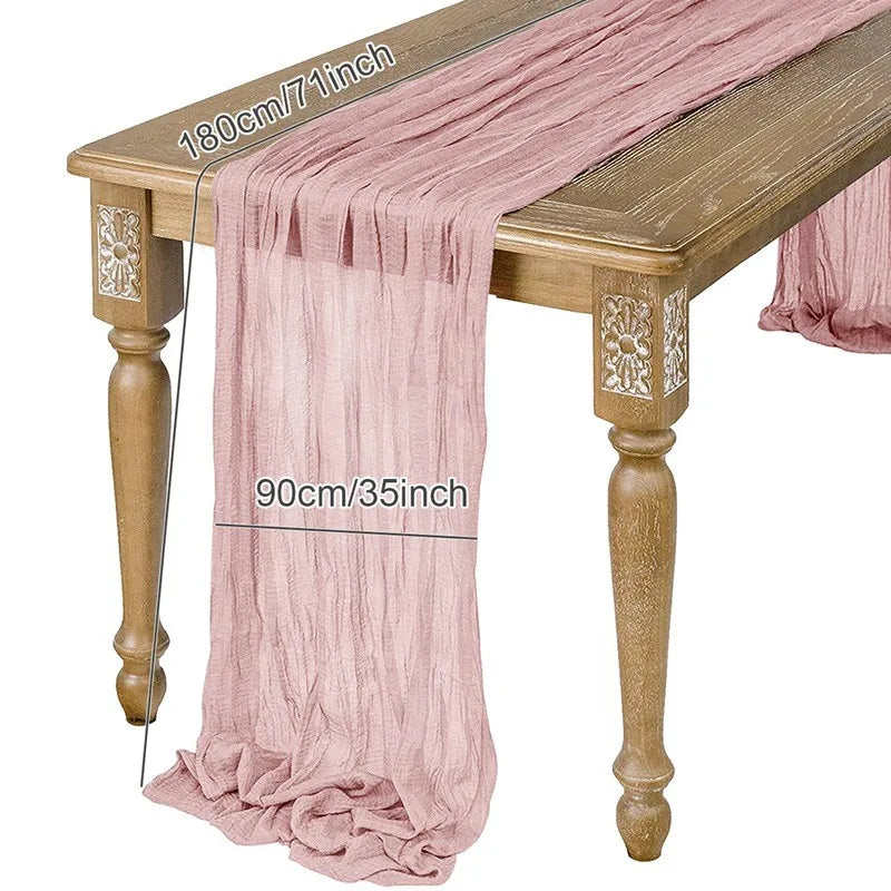 Semi-Sheer Sage Gauze Cheesecloth Table Runner
