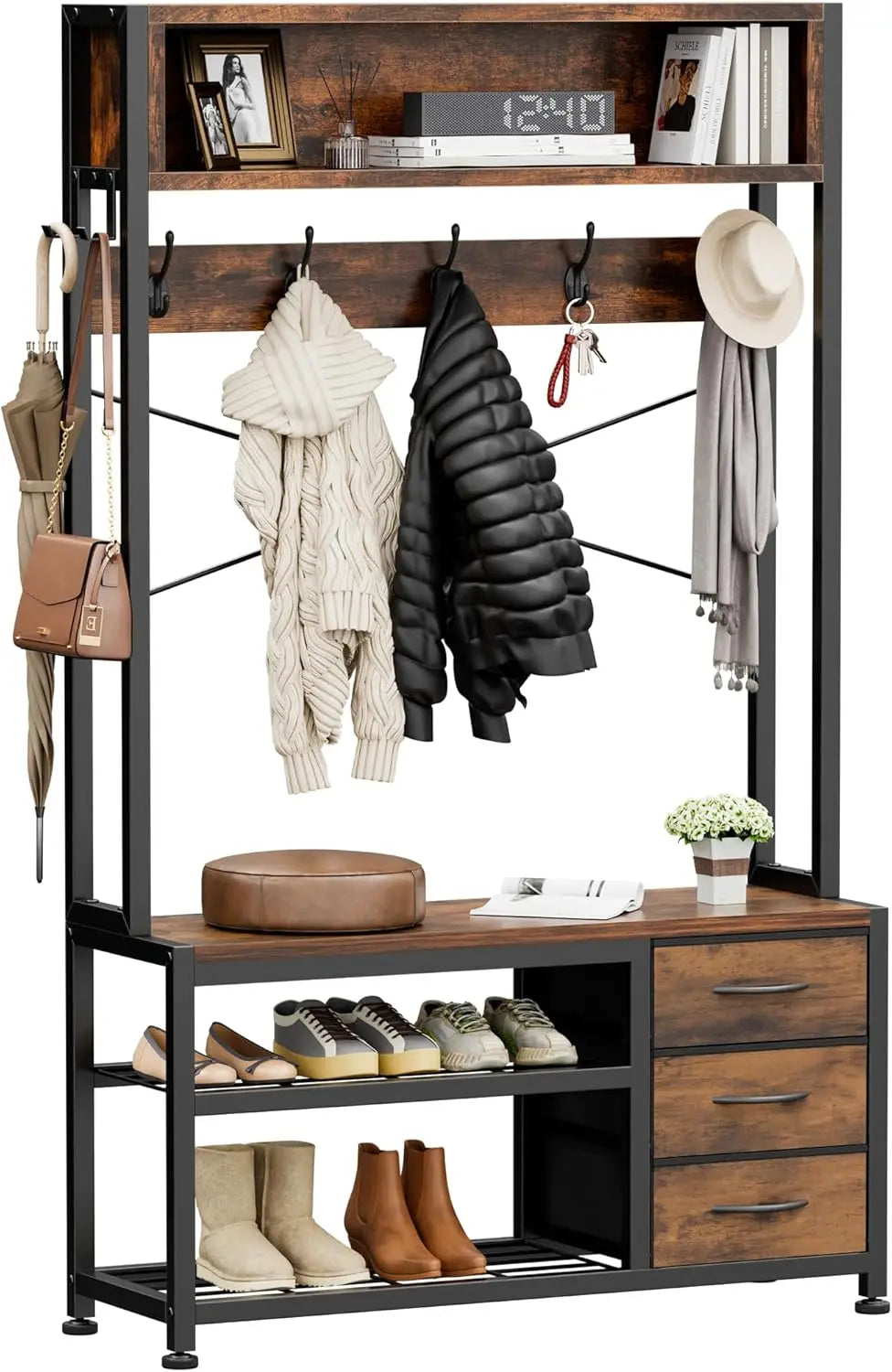 Hall Tree with Bench and Shoe Storage