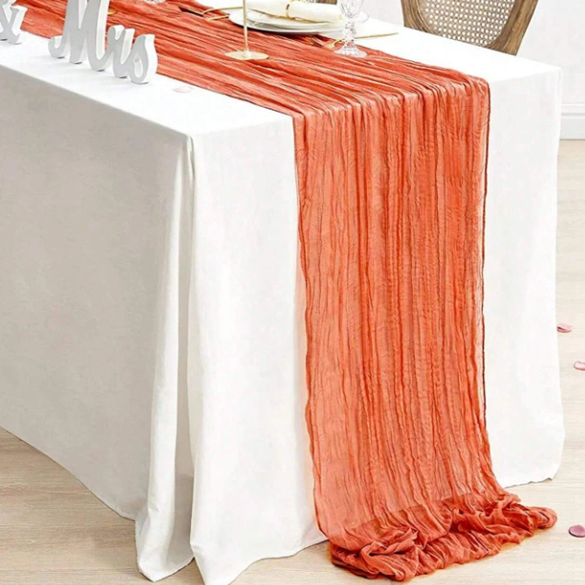 Semi-Sheer Sage Gauze Cheesecloth Table Runner