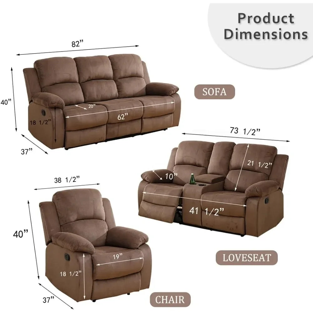 Living Room Furniture Reclining Couch Set