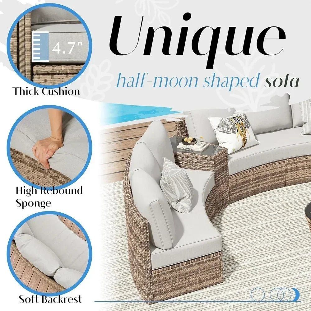 11-Pc Half Moon Patio Furniture Set