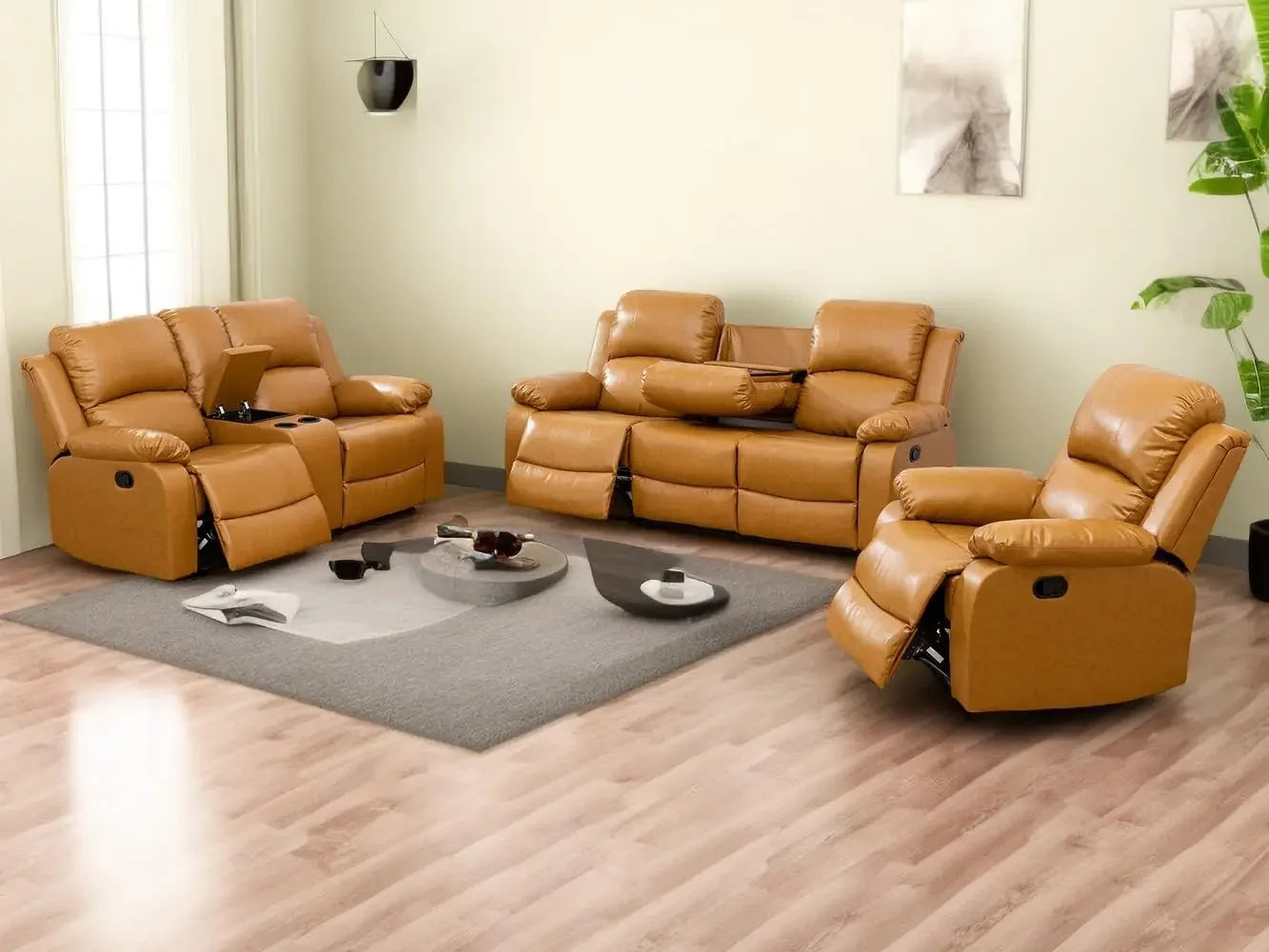 Living Room Furniture Reclining Couch Set