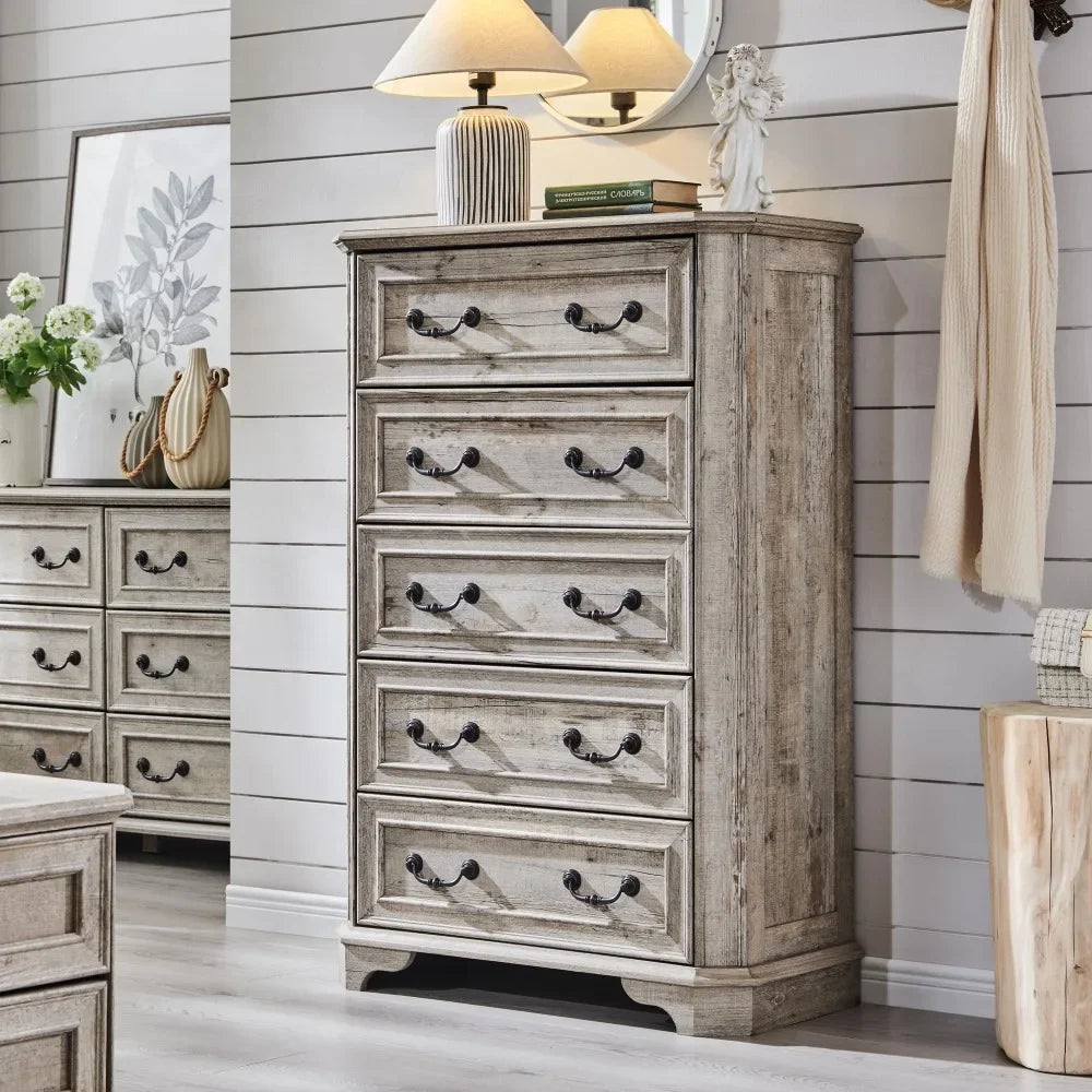 48" Tall Wood Farmhouse Rustic Chest of Drawers
