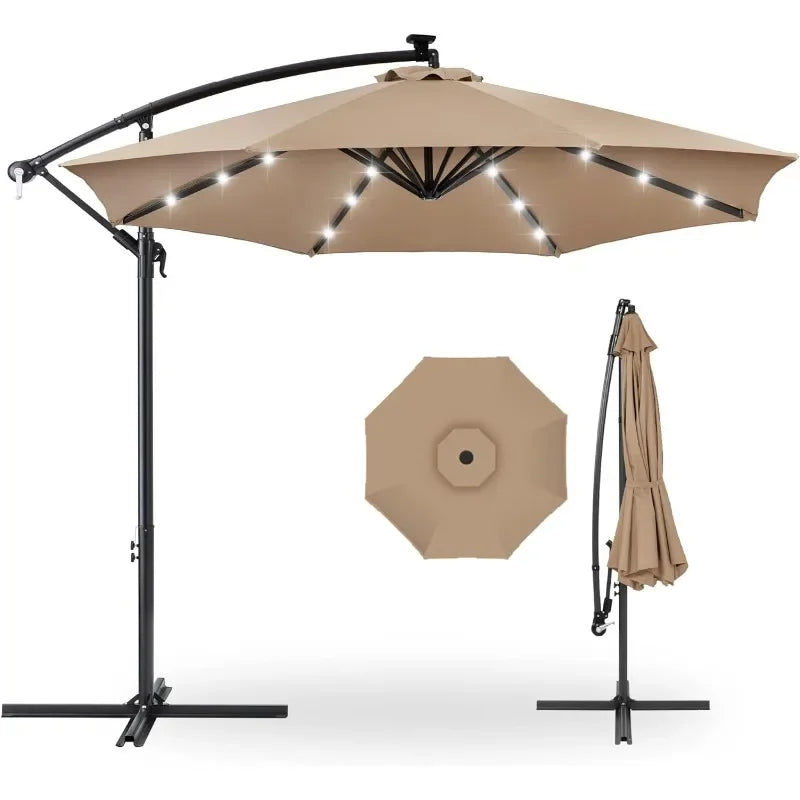 10ft Solar LED Hanging Patio Umbrella
