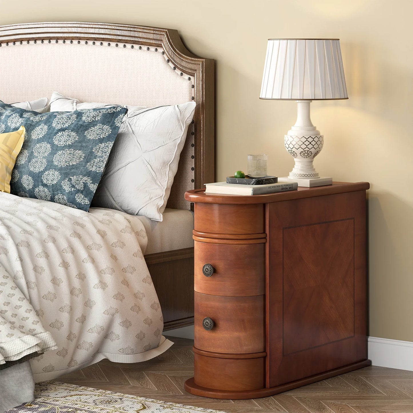 Solid Wood Round Sofa or Bedside End Table