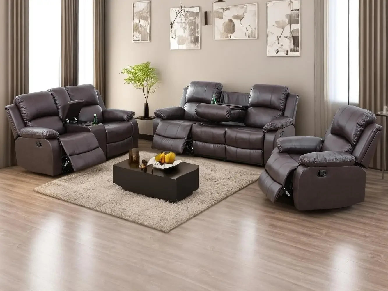 Living Room Furniture Reclining Couch Set