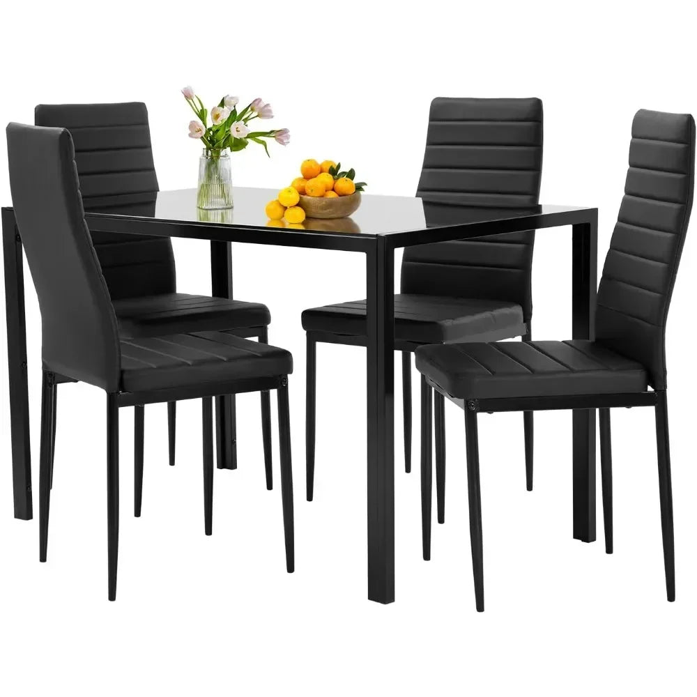 Glass Dining Table & Chair Set for Small Spaces