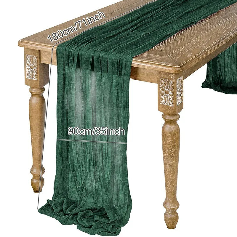 Semi-Sheer Sage Gauze Cheesecloth Table Runner