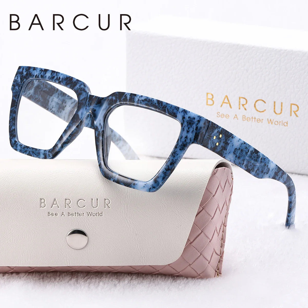 BARCUR Large Fashionable Frame Pink Reading Glasses for Women