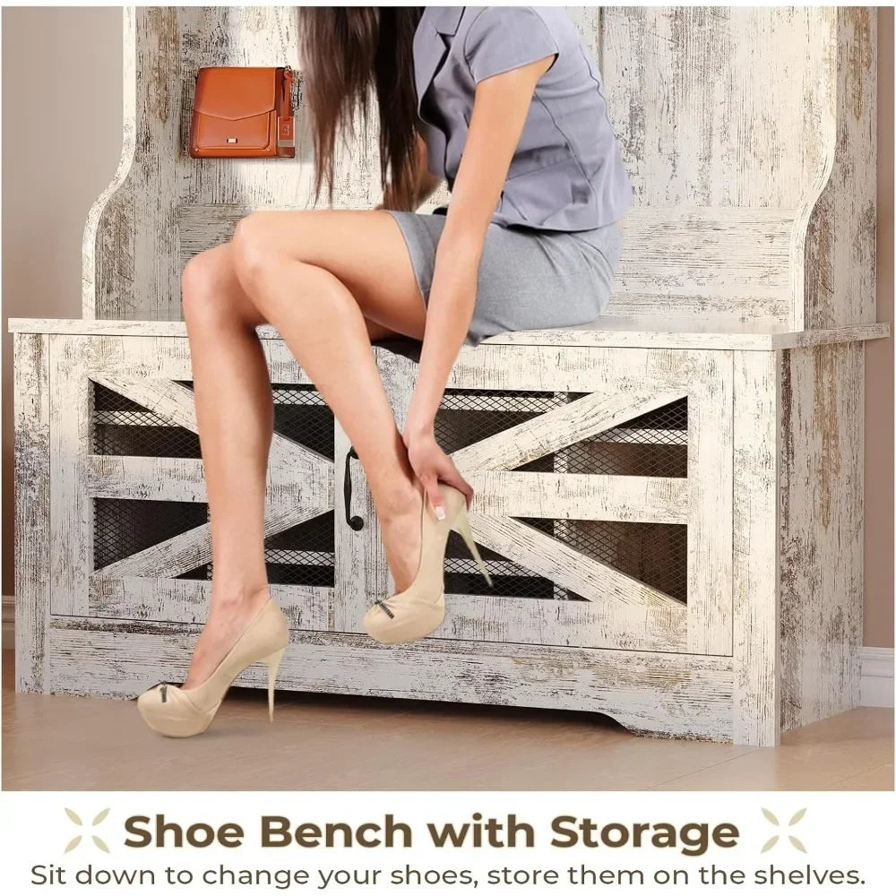 Hall Tree with Bench and Shoe Storage