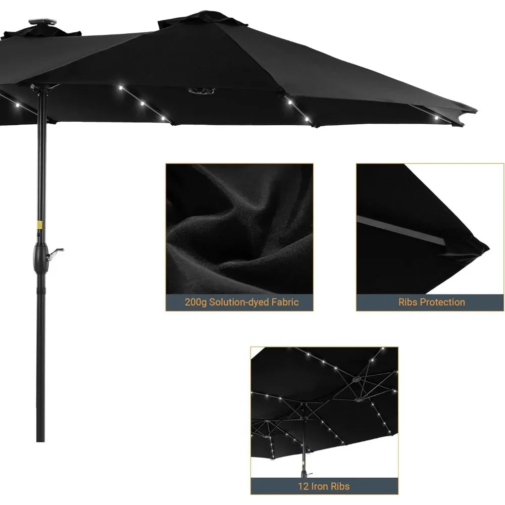 15'x9' Patio Umbrella LED Double-sided (No Base)