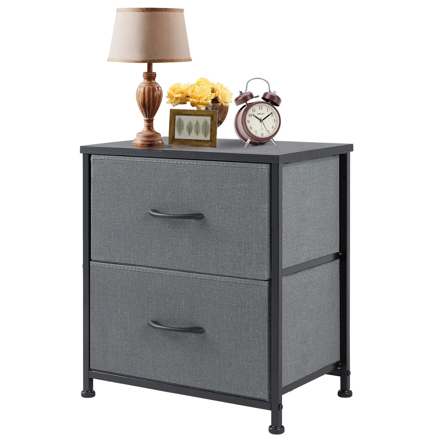 Nightstand/Bedside Coffee Table For Bedroom 2 Fabric Drawers