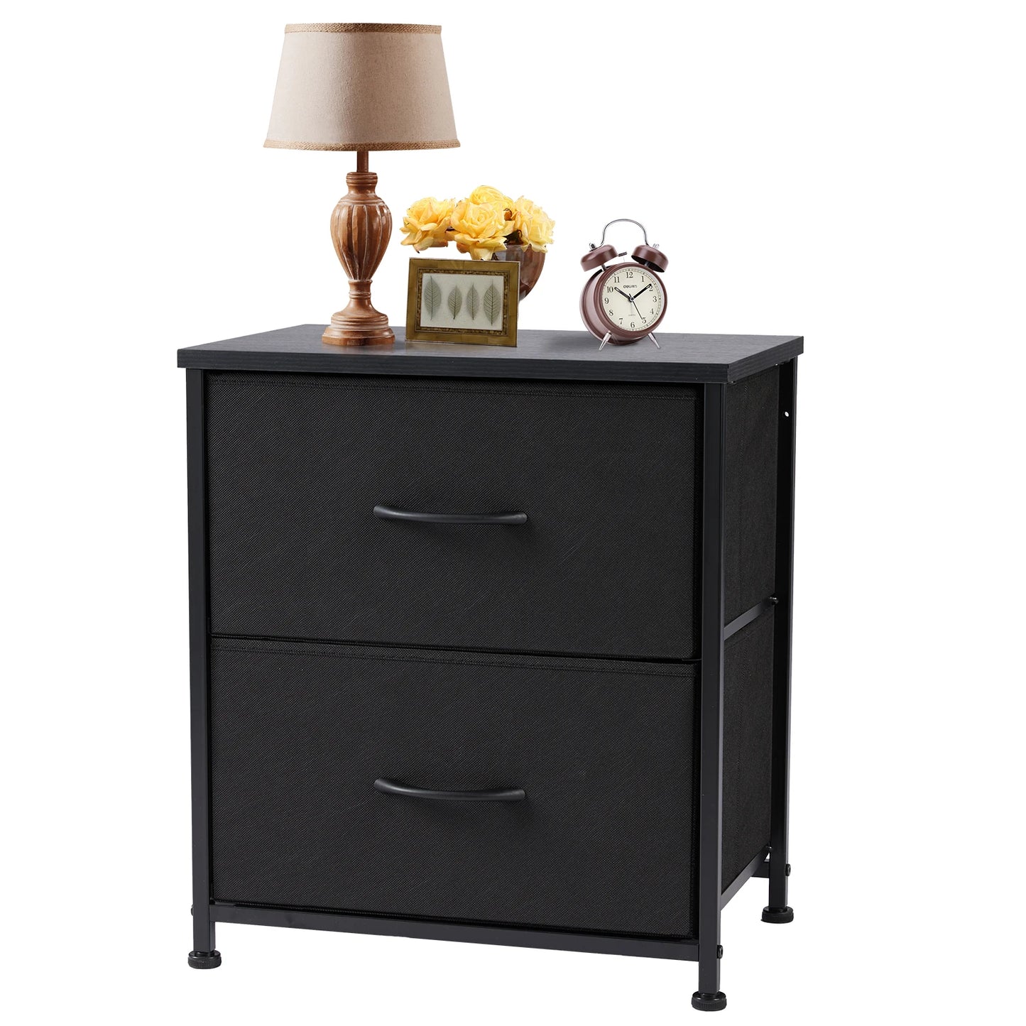 Nightstand/Bedside Coffee Table For Bedroom 2 Fabric Drawers