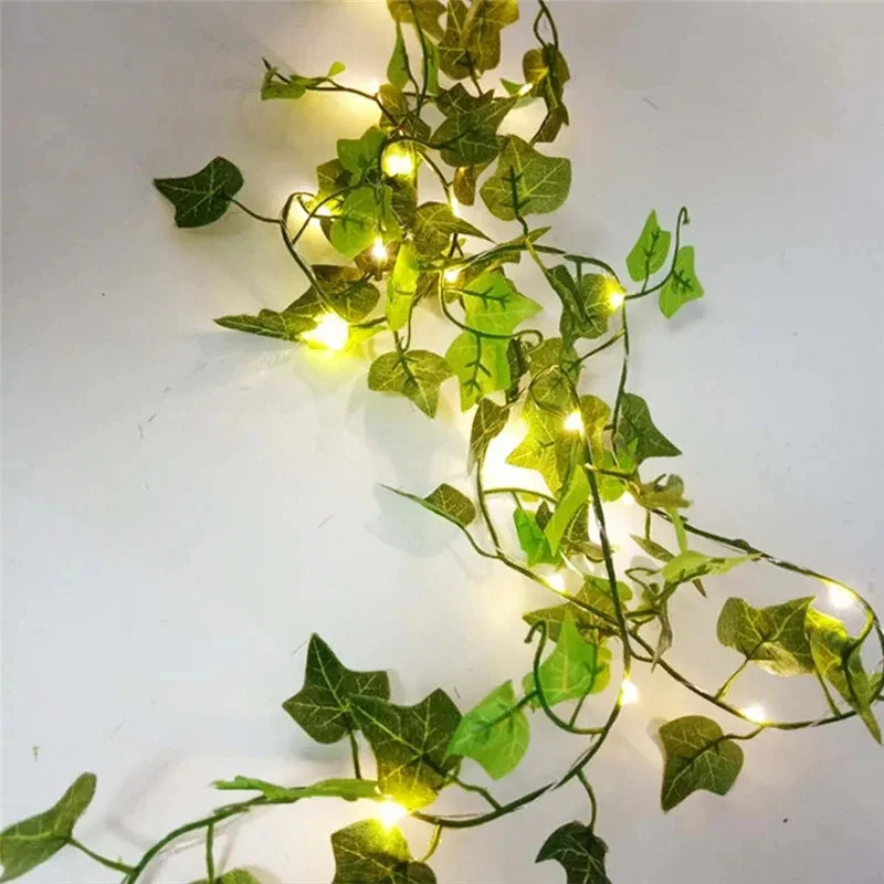 Fake Green Leaf Ivy Vine with LED Lights Garland Home Decor