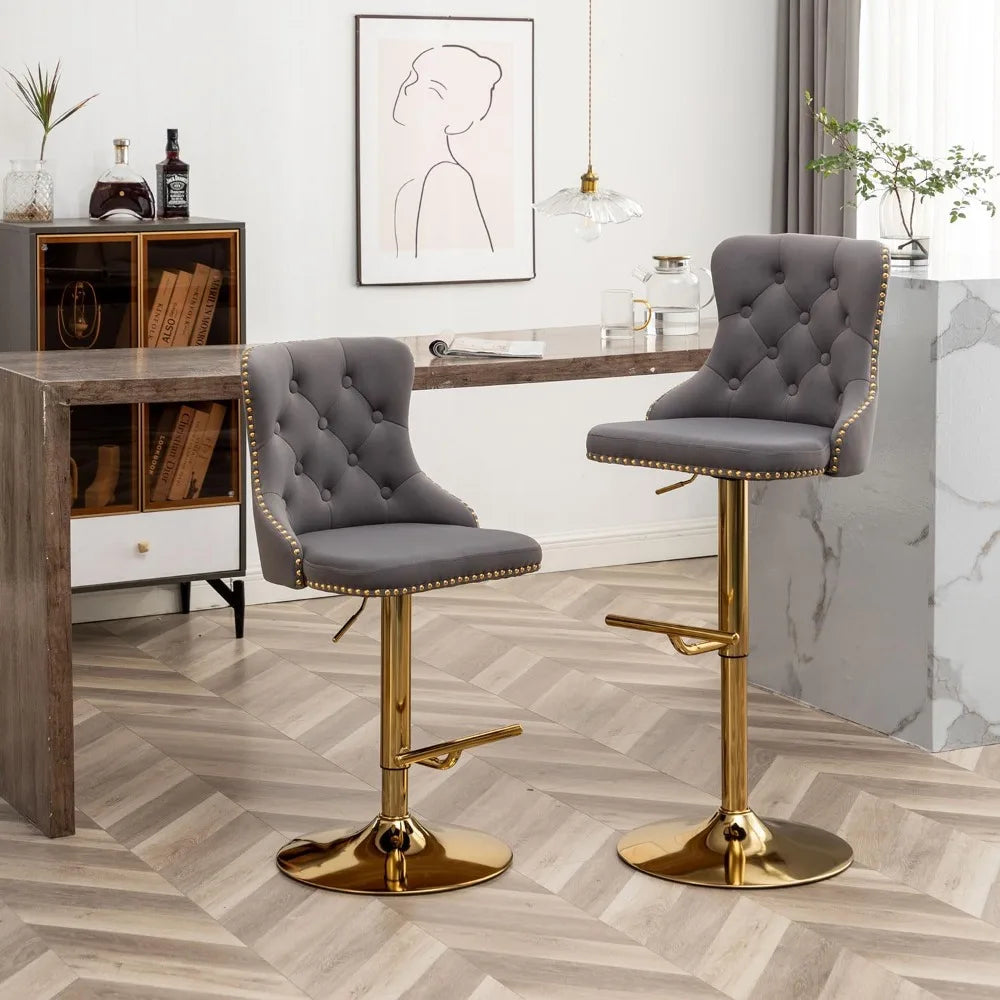 Set of 4 Velvet Bar Stools