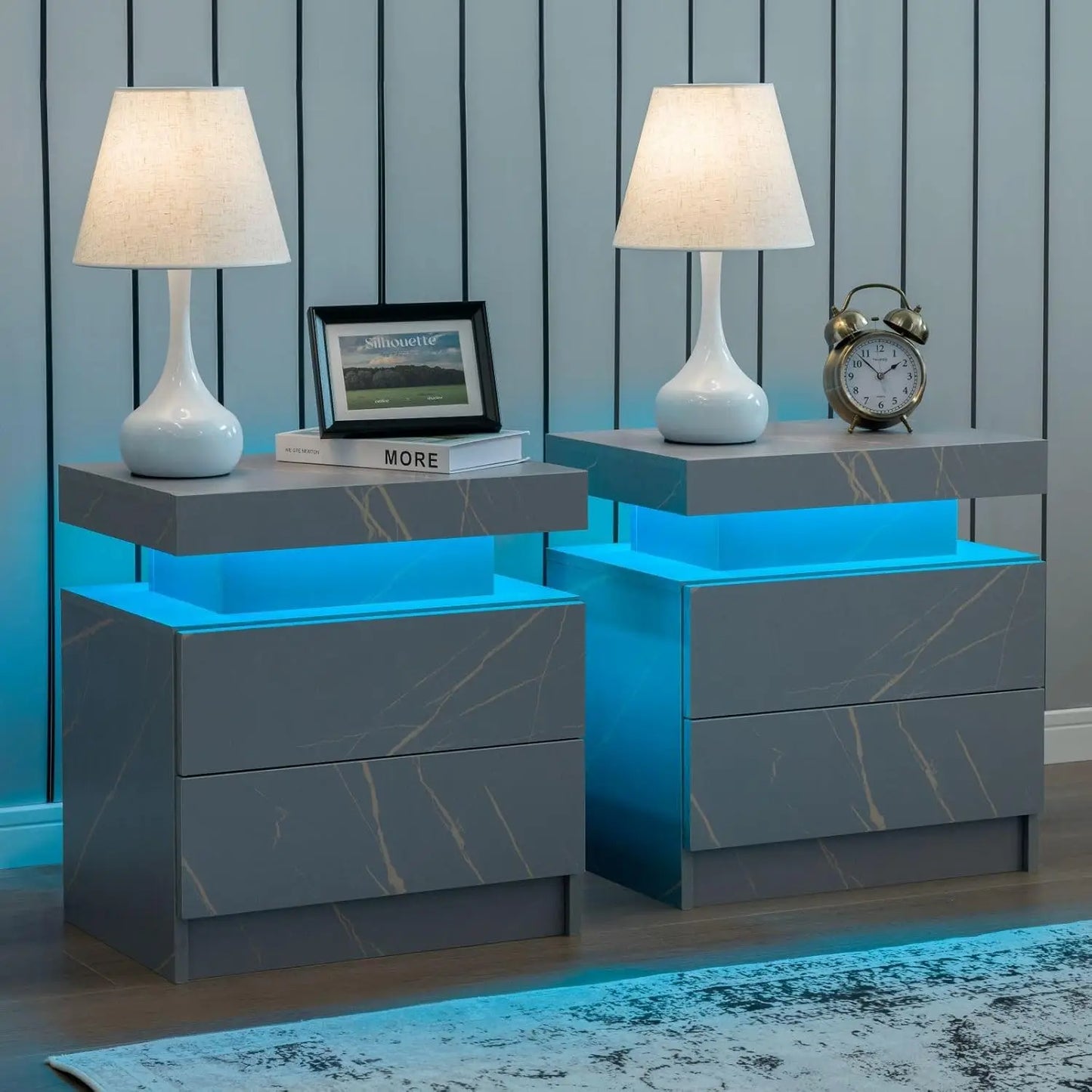 LED Nightstand with 2 Drawers