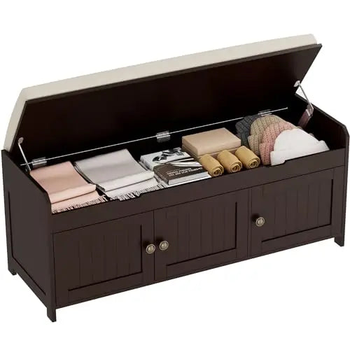 Shoe Bench with Lift Top Storage w/ Cushioned Seat