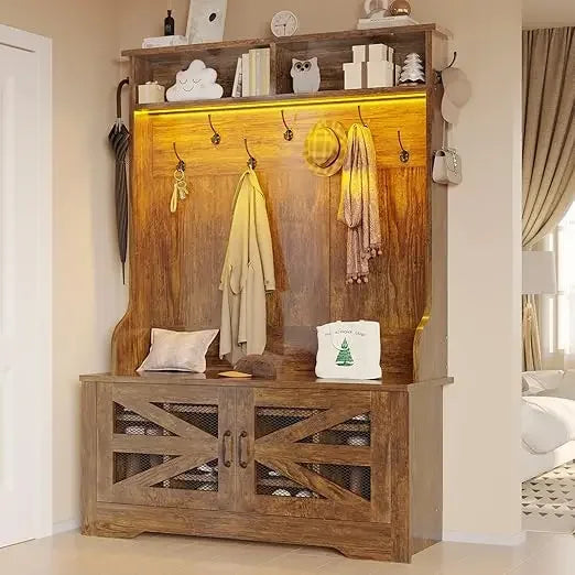 Hall Tree with Bench and Shoe Storage