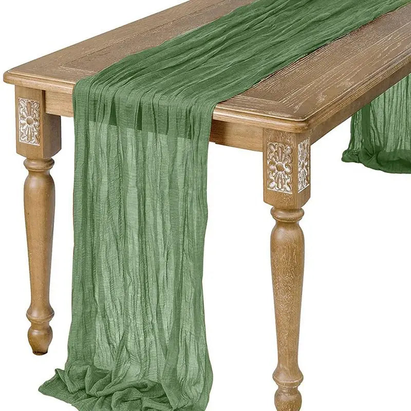 Semi-Sheer Sage Gauze Cheesecloth Table Runner
