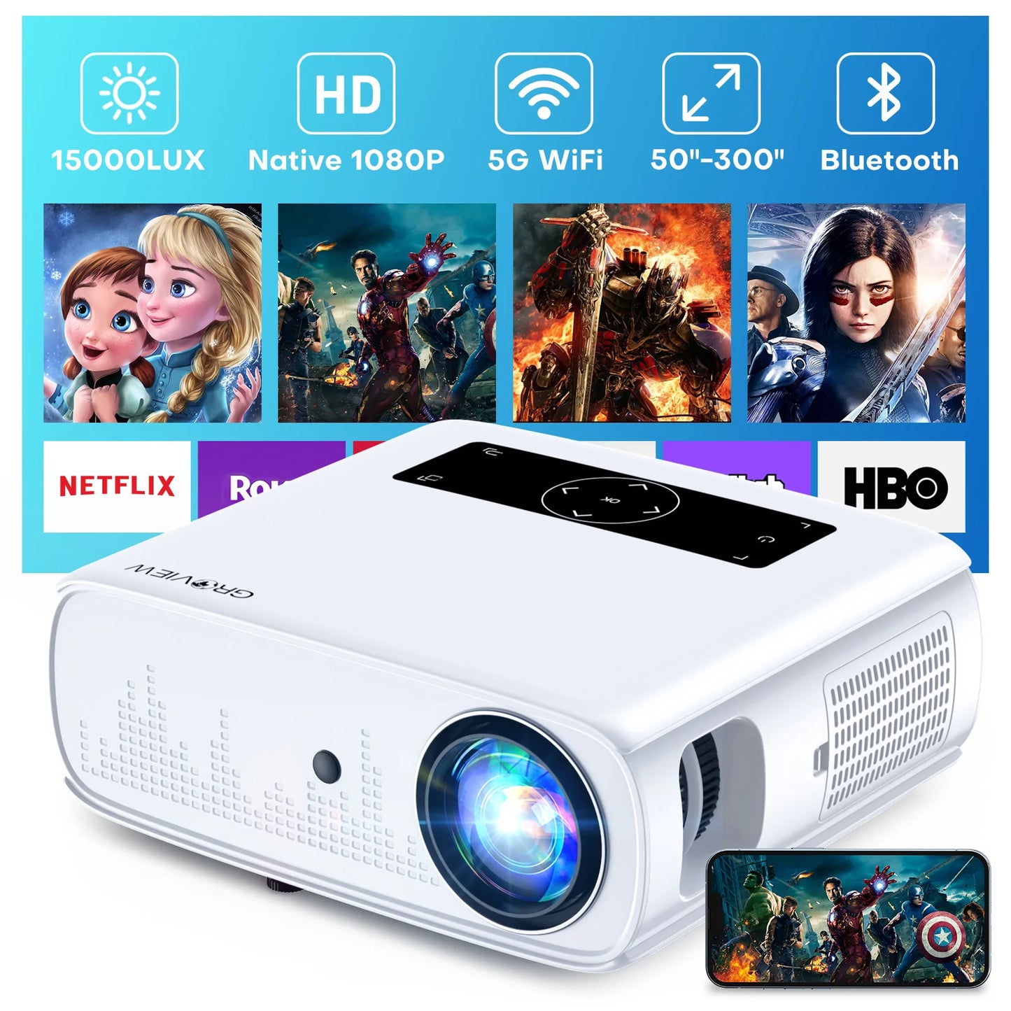 1080P Projector WiFi/Bluetooth