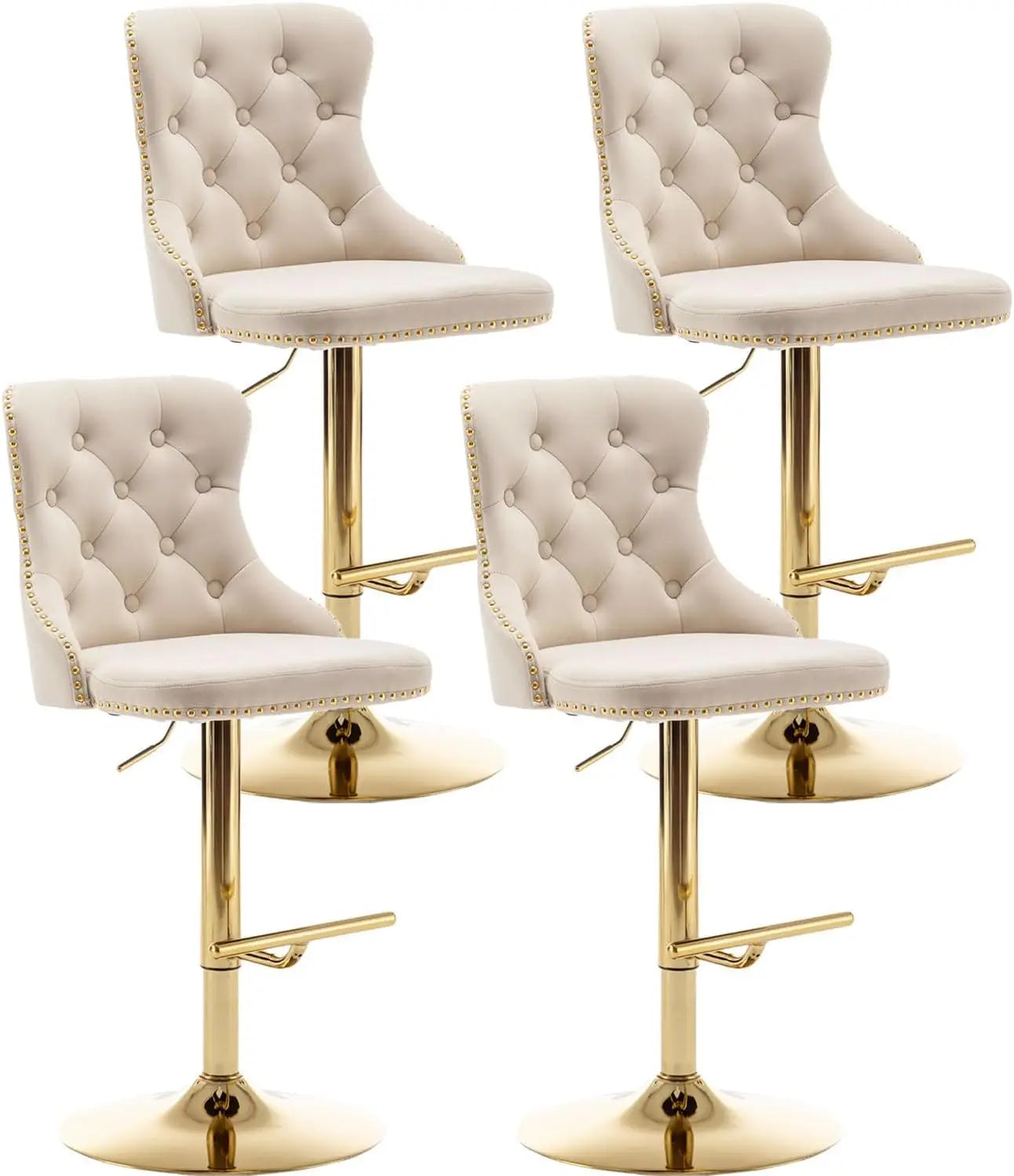 Set of 4 Velvet Bar Stools