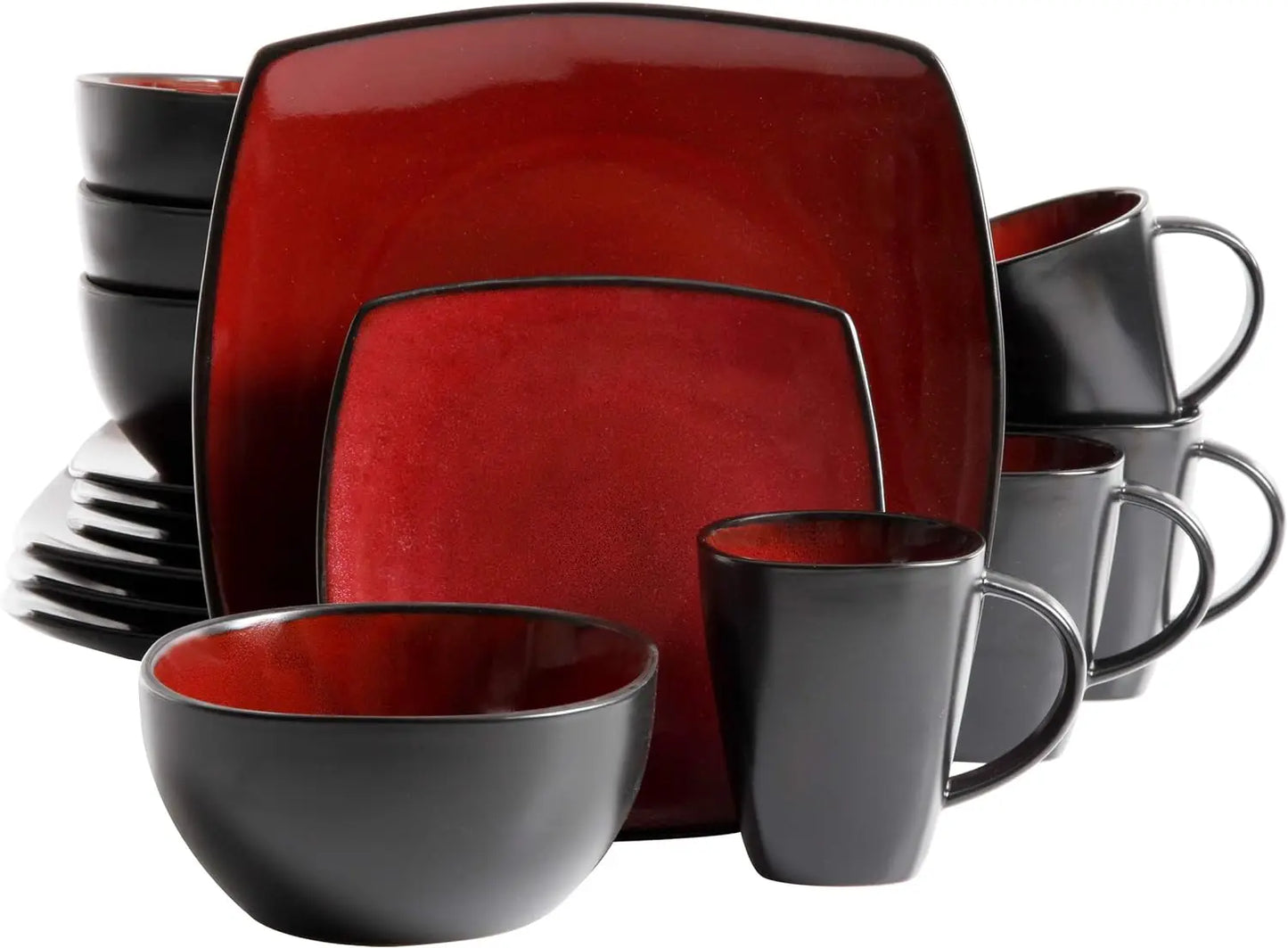 16-Pc Square Reactive Glaze Dinnerware Set