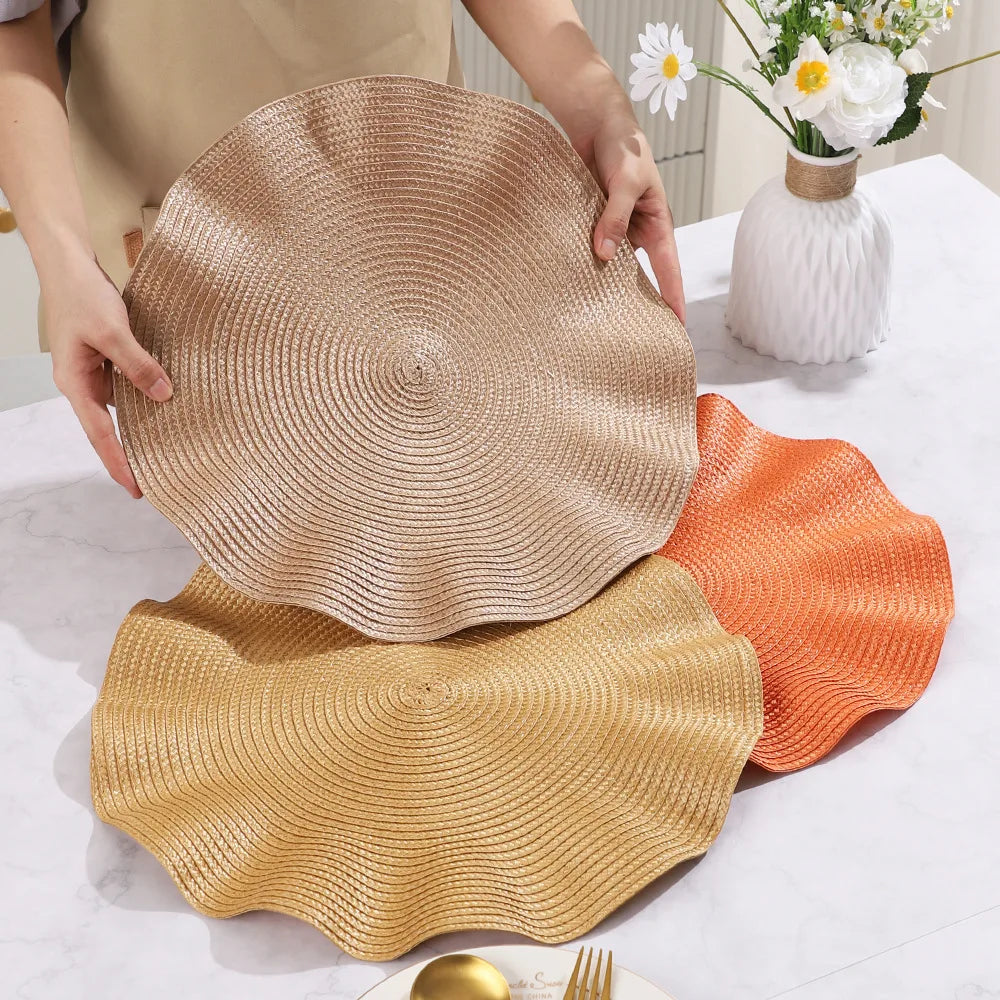 Set of 6 Round Placemats with Weave Design