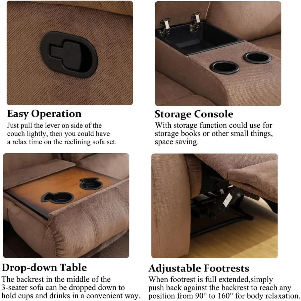 Living Room Furniture Reclining Couch Set